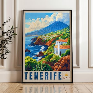 Tenerife Travel Poster - Spain Wall Art Print, Illustration Artwork, Atlantic Home & Office decor, Canary Islands Gift idea