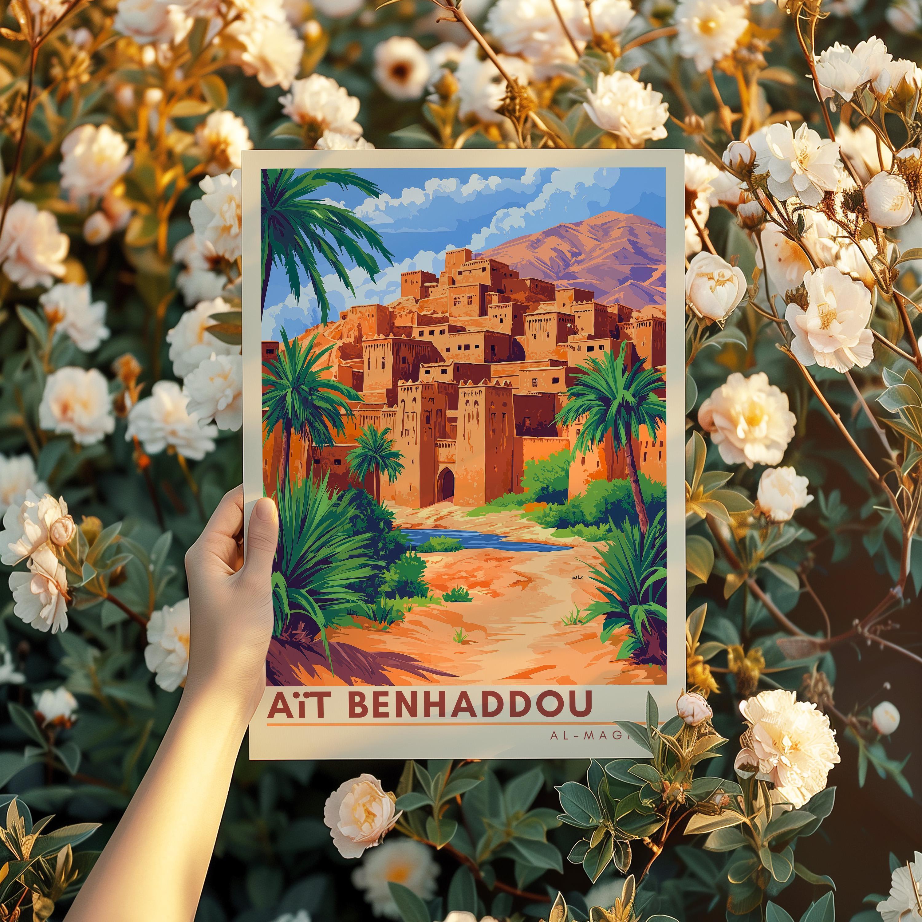 Ait Benhaddou Travel Poster: Morocco Atlas Mountains Art Print - Etsy