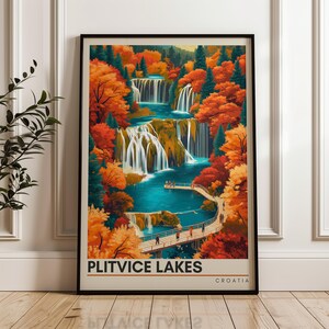 Plitvice Lakes Travel Poster: Croatia National Park Wall Art