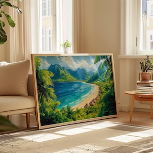 American Samoa Horizontal Travel Poster, Tropical Island Wall Art