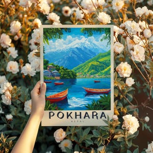 Pokhara Nepal Travel Poster: Annapurna & Phewa Lake Art Print image 6