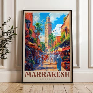 Poster di viaggio di Marrakech - Stampa artistica da parete del Marocco, poster illustrativo, opera d'arte, arredamento per la casa e l'ufficio, idea regalo, stampa di viaggio, stampa del deserto