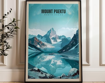 Mount Paektu Travel Poster: North Korea Mountain Art Print - Etsy