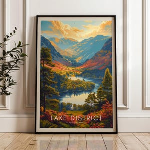 United Kingdom Lake District Travel Poster - Vintage Wall Art, Scenic UK National Park Print, Home Decor, UK Travel Print