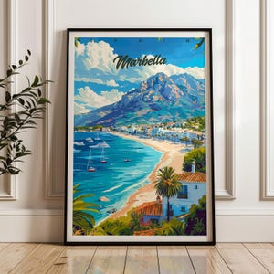 Marbella Spain Travel Poster: Coastal Beach Art Print