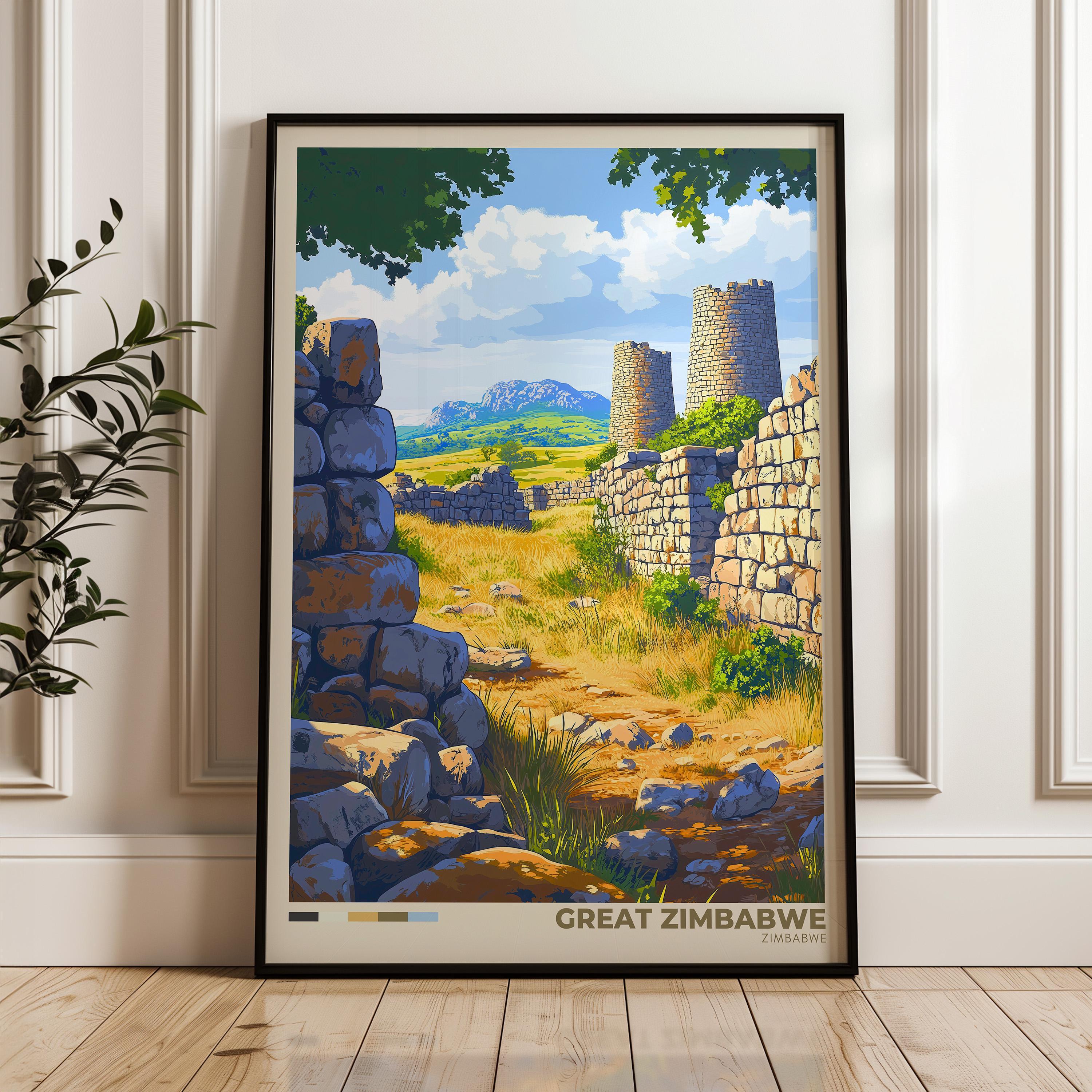 Great Zimbabwe Travel Poster – African Wall Art Print - Etsy