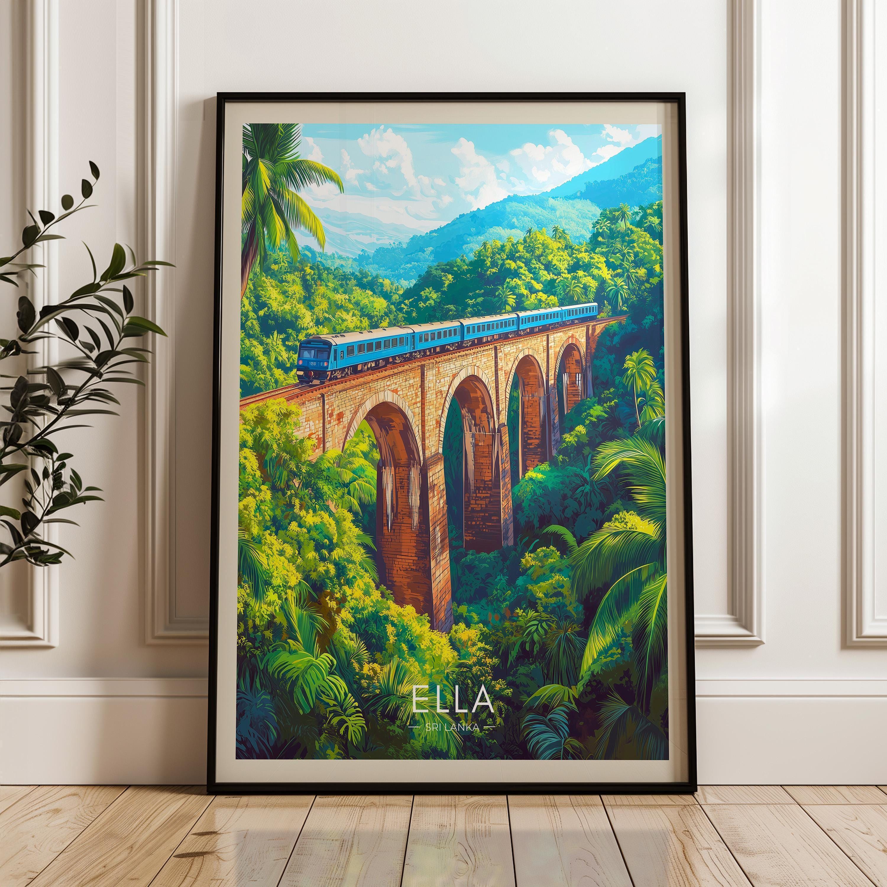 さざなみアート　A4サイズ(縦:約21cm×横:約29.5cm) Ella Sri Lanka Travel Poster: Nine Arches Bridge Art Print - Etsy