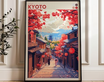 Kyoto Japan Travel Poster: Geisha & Gion Art Print
