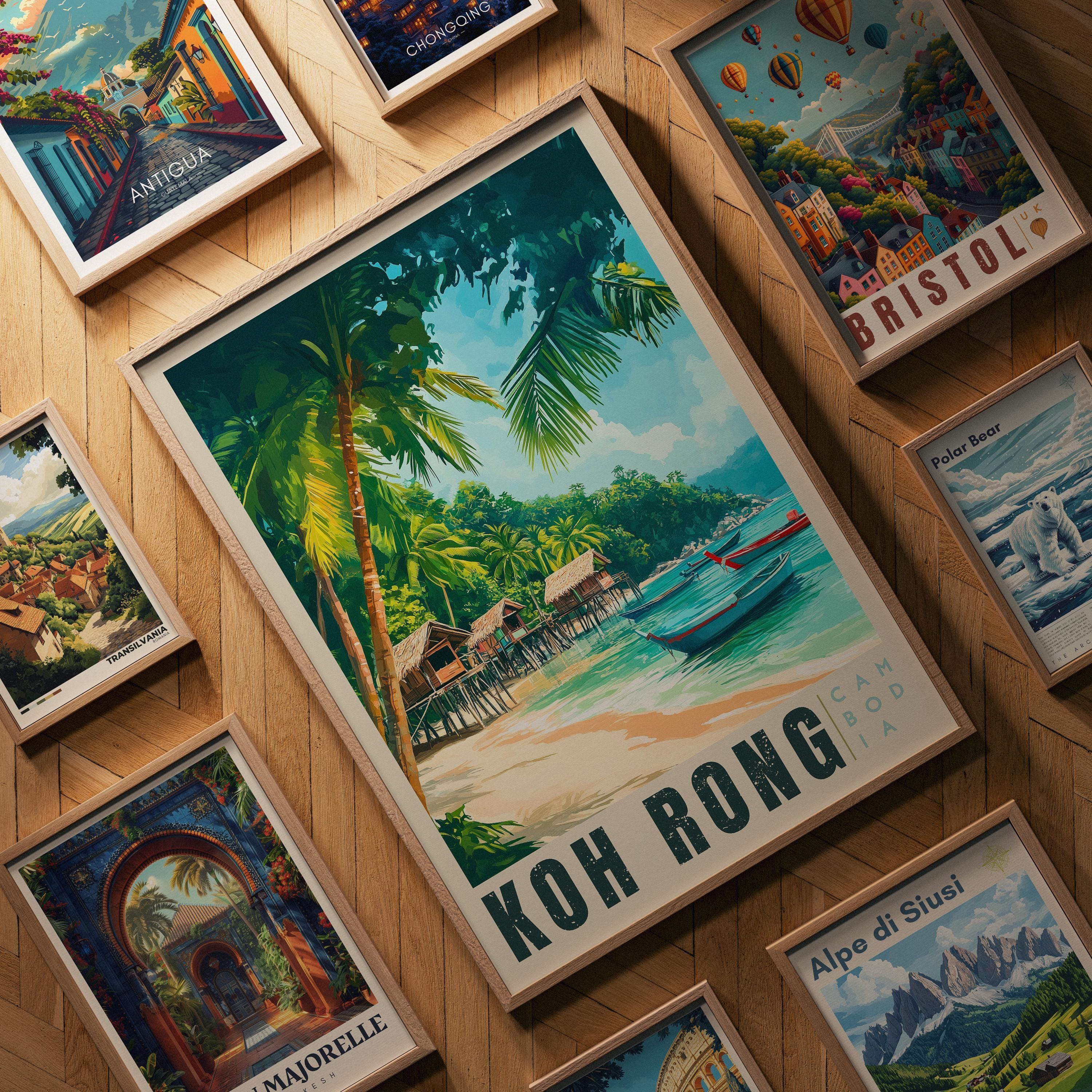 Travel Poster Print: Koh Rong Beach Scene - Tropical Island Decor ...
