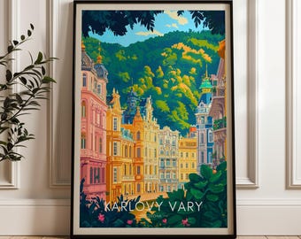 Póster turístico de Praga: Ilustración de la República Checa