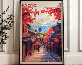 Kyoto Japan Travel Poster: Geisha & Gion Art Print