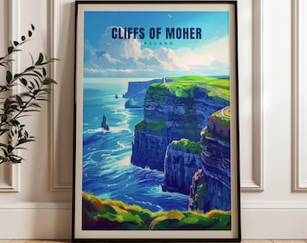 Cliffs of Moher Irland Reiseposter: Lebendige Illustrationskunst