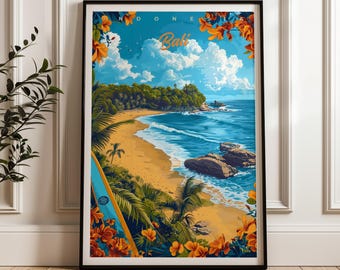 Bali Beach Travel Poster: Tropical Indonesia Art Print