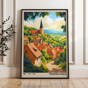 Transylvania Village Art Print: Romania Travel Poster