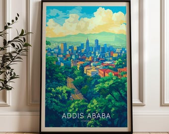 Addis Abeba reseaffisch: Etiopien väggkonst, illustration av Greater Rift