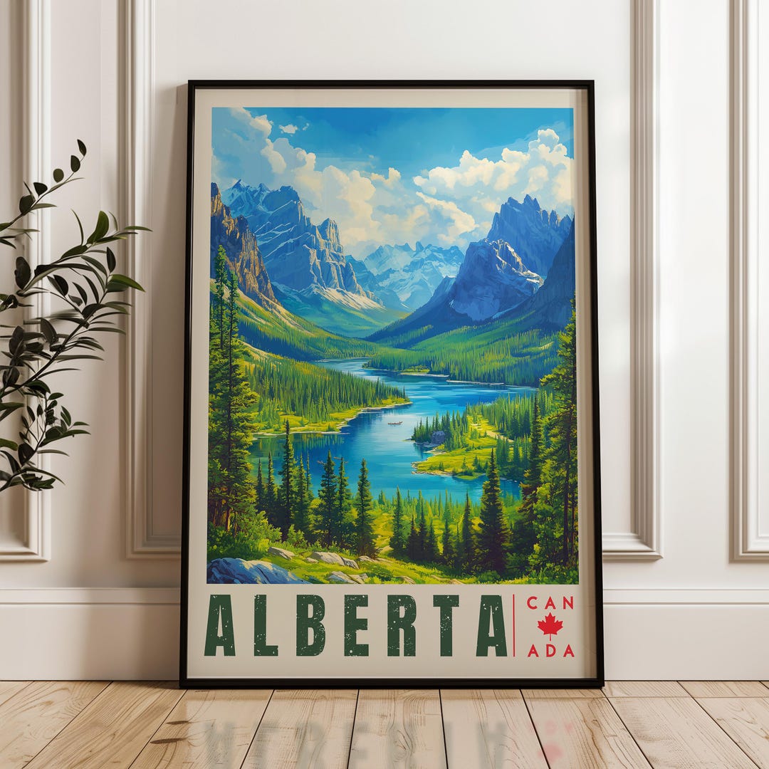 Alberta Canada Travel Wall Art Print, Canadian Rockies Landscape Poster ...