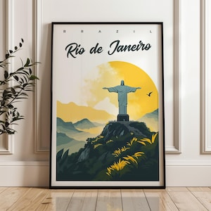 Rio de Janeiro Travel Poster: Christ the Redeemer Illustration