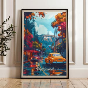 Hollywood Travel Poster, United States Wall Art Print, Office & Home Decor, Illustration Artwork, Perfect Gift, Travel Poster