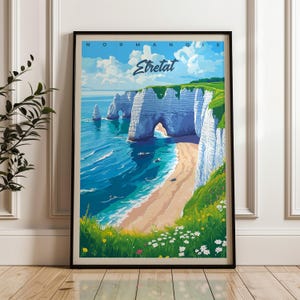 Etretat Travel Poster - France Wall Art Print, Channel Coastal Illustration Artwork, Home & Office decor, Gift idea, Normandy Travel print