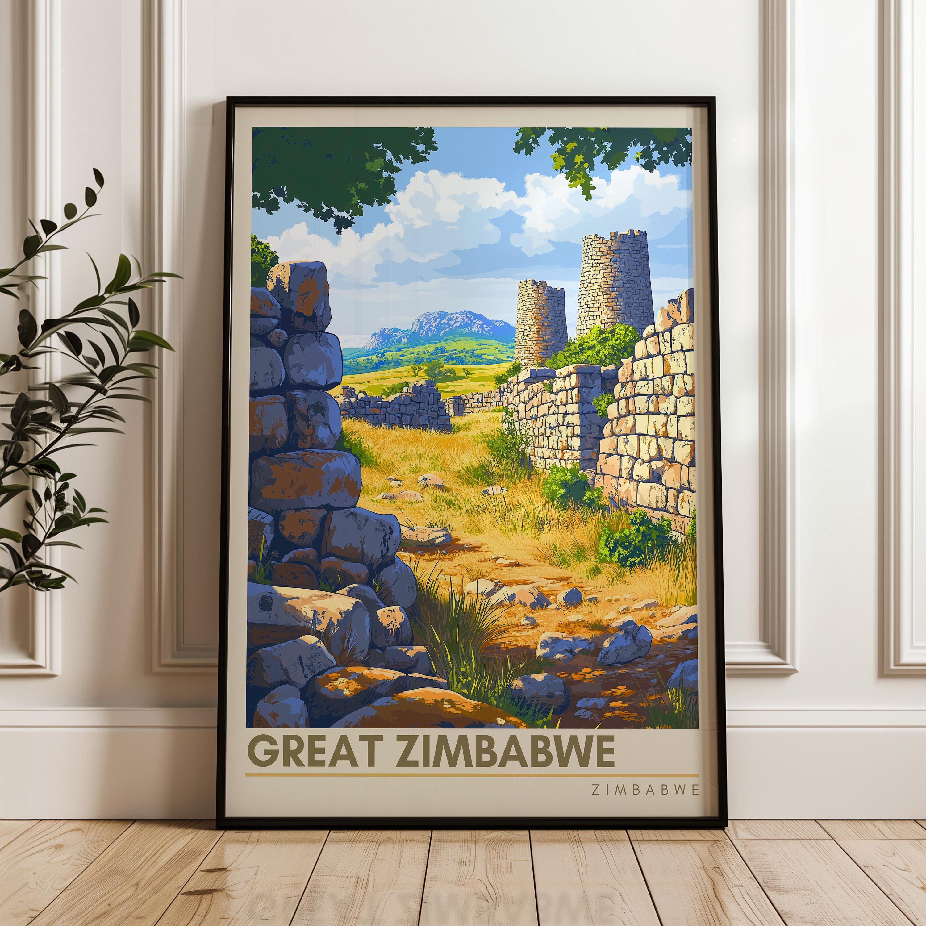 Great Zimbabwe Travel Poster – African Wall Art Print - Etsy