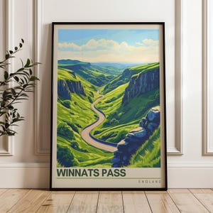 Poster di viaggio Winnats Pass, stampa artistica da parete Inghilterra, poster illustrativo, opera d'arte, arredamento per casa e ufficio, idea regalo, stampa di viaggio Peak District