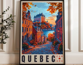 Quebec Travel Poster: Château Frontenac Illustration, Canada Wall Art