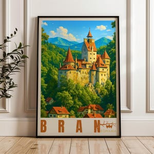 Bran Castle Travel Poster: Romania Illustration Art Print