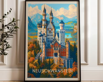 Vintage Willy Reinhardt Oil Painting – Neuschwanstein Castle in