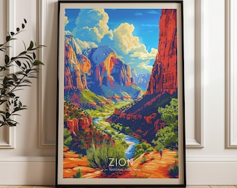 Zion Nationalpark Kunstdruck: US Travel Illustration