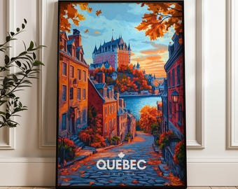 Quebec Travel Poster: Château Frontenac Illustration, Canada Wall Art