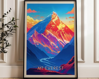 Mount Everest Art Print: Nepal Himalaya Travel Poster