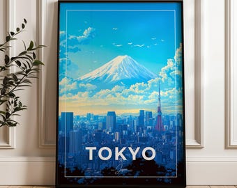 Reisposter Tokio, Japan: kunstafdruk skyline stad