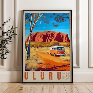 Uluru Travel Poster: Ayers Rock, Australia Illustration Art