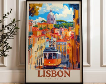 Lisbon Portugal Travel Poster: Vibrant Cityscape Art Print