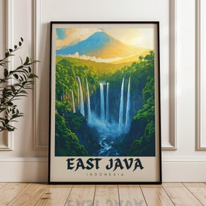 Tumpak Sewu Waterfall Poster: East Java Indonesia Travel Art