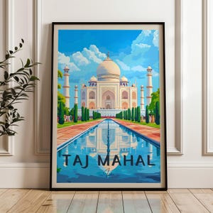 Taj Mahal India Travel Poster: Agra Wall Art Print