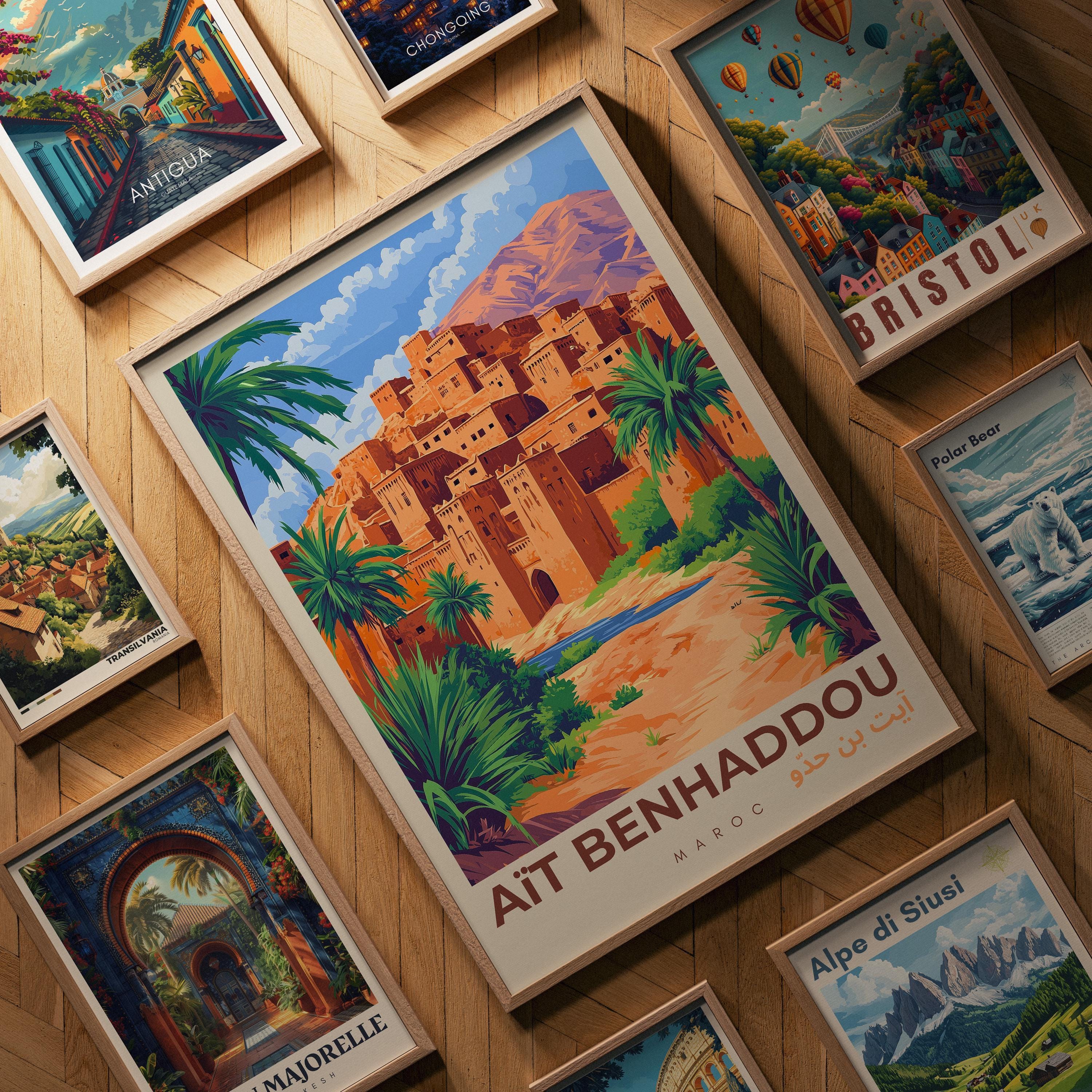 Ait Benhaddou Travel Poster: Morocco Atlas Mountains Art Print - Etsy