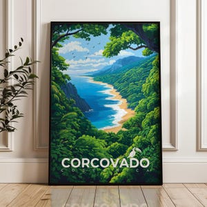 Corcovado National Park Travel Print, Costa Rica Wall Art Poster, Puntarenas Illustration Artwork, Hiking Home & Office decor, Osa Gift idea