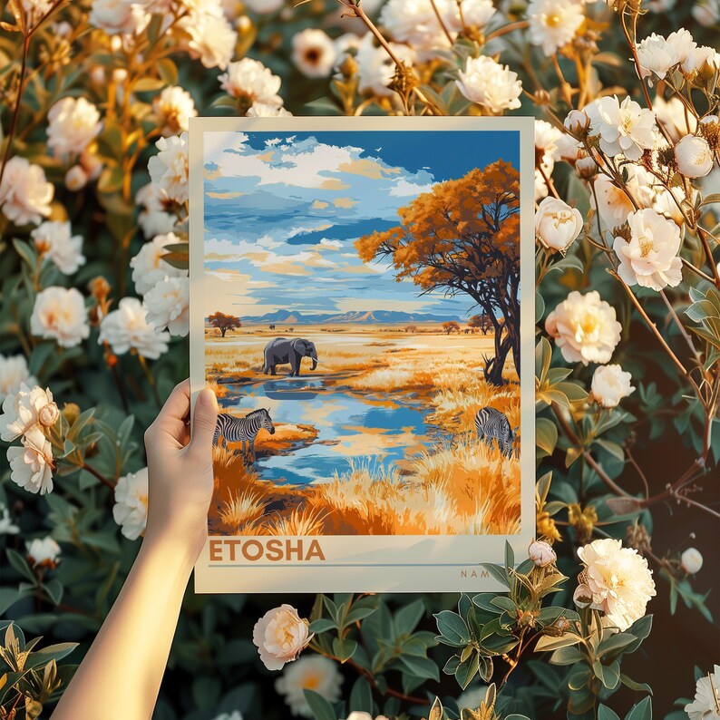 Etosha National Park Poster: Namibia Savanah Wildlife Art Print image 6