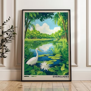 Everglades Travel Poster: Florida Wetland Art Print