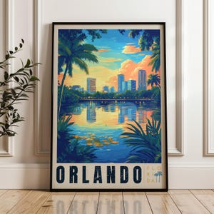 Orlando Travel Poster - Stampa artistica da parete Florida, poster illustrativo, opera d'arte, arredamento per la casa e l'ufficio, idea regalo, stampa di viaggio negli Stati Uniti
