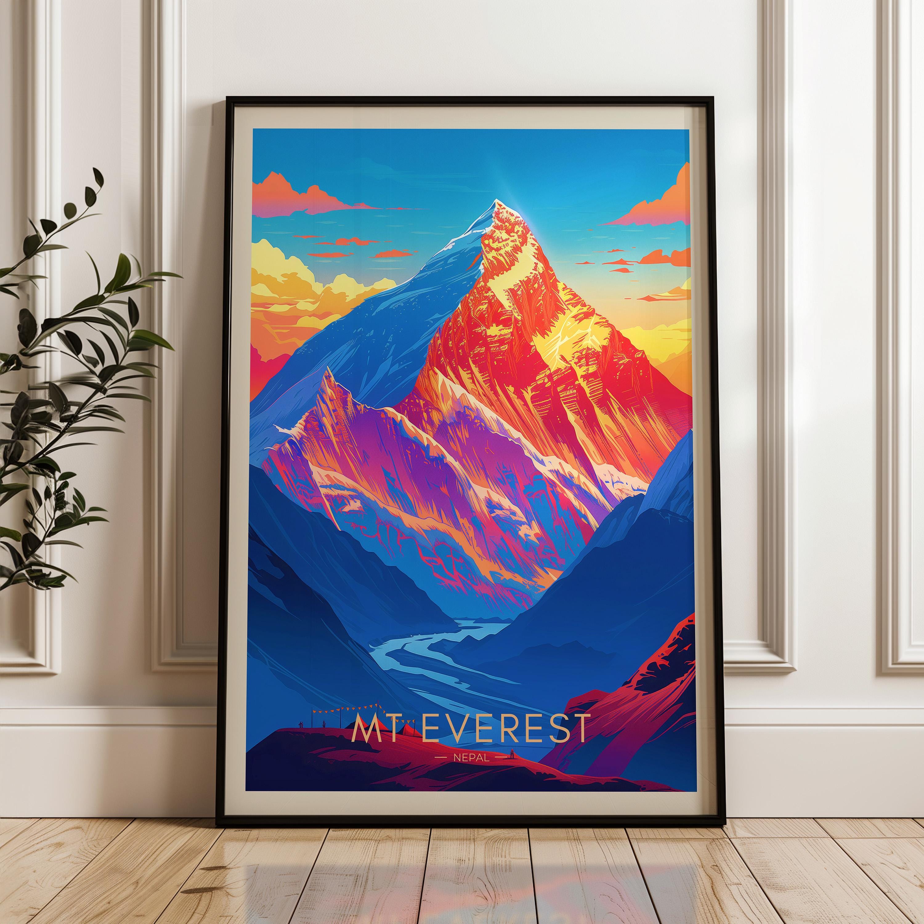 Mount Everest Art Print: Nepal Himalaya Travel Poster - Etsy