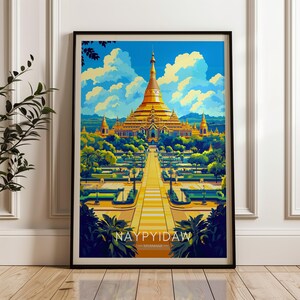 Naypyidaw Travel Poster - Myanmar Wall Art Print, Illustration Artwork, South East Asia Home & Office decor, Burma Gift idea