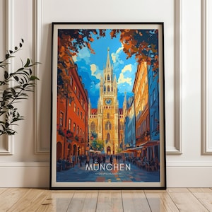 Munich Germany Travel Poster: Oktoberfest Illustration Art
