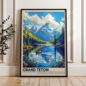 Grand Teton National Park Reiseplakat - USA Wand Kunst Druck, Illustration Poster, Haus & Büro Dekor, Geschenkidee, US Reisedruck