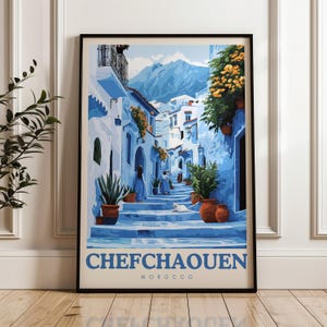 Poster di viaggio Chefchaouen - Stampa artistica da parete in Marocco, poster illustrativo, opera d'arte, arredamento per la casa e l'ufficio, idea regalo, stampa di viaggio, stampa dell'Africa