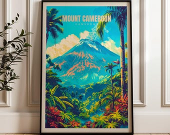 Mount Cameroon Travel Poster - Cameroon Wall Art Print, Illustration Poster, Home & Office decor, Gift idea, Travel print, Africa poster