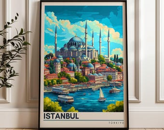 Póster de viaje de Estambul: Vista del Bósforo, Impresión artística de Turquía