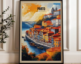 Porto Portugal Travel Poster: Illustrated Iberia Wall Art