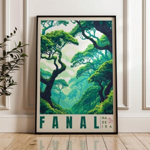 Fanal Forest Travel Poster, Portugal Wall Art Print, Illustration Artwork, Atlantic Home & Office decor, Madeira Gift idea